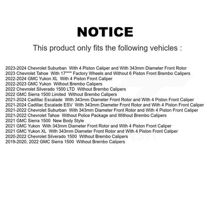 Front Rear Semi-Metallic Brake Pads Kit For GMC Chevrolet Silverado 1500 Sierra Yukon XL KPF-100608