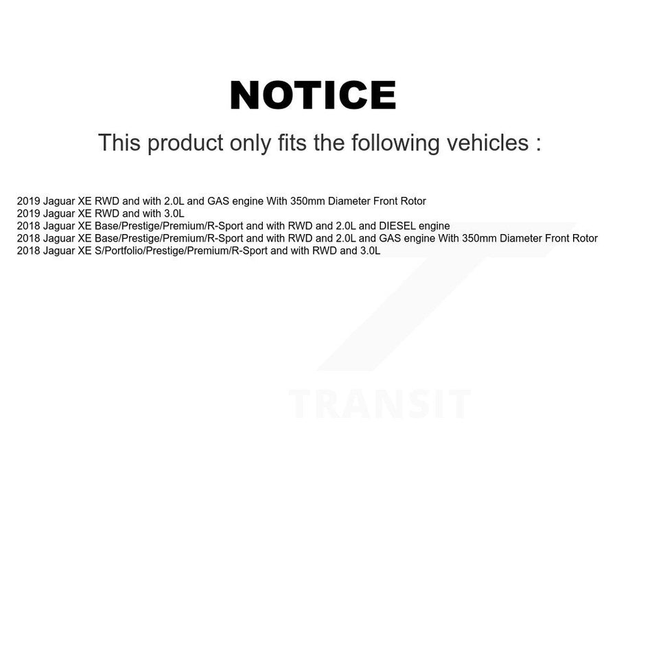 Front Rear Semi-Metallic Disc Brake Pads And Wear Sensors Kit For Jaguar XE KPW-100007