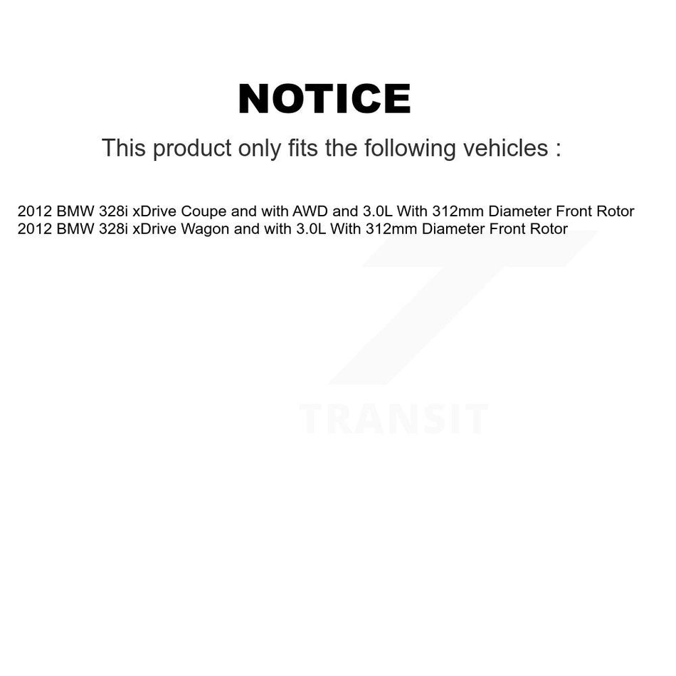 Front Rear Semi-Metallic Disc Brake Pad & Extra Wear Sensor Kit (5Pc) For BMW 328i xDrive KPW-100451