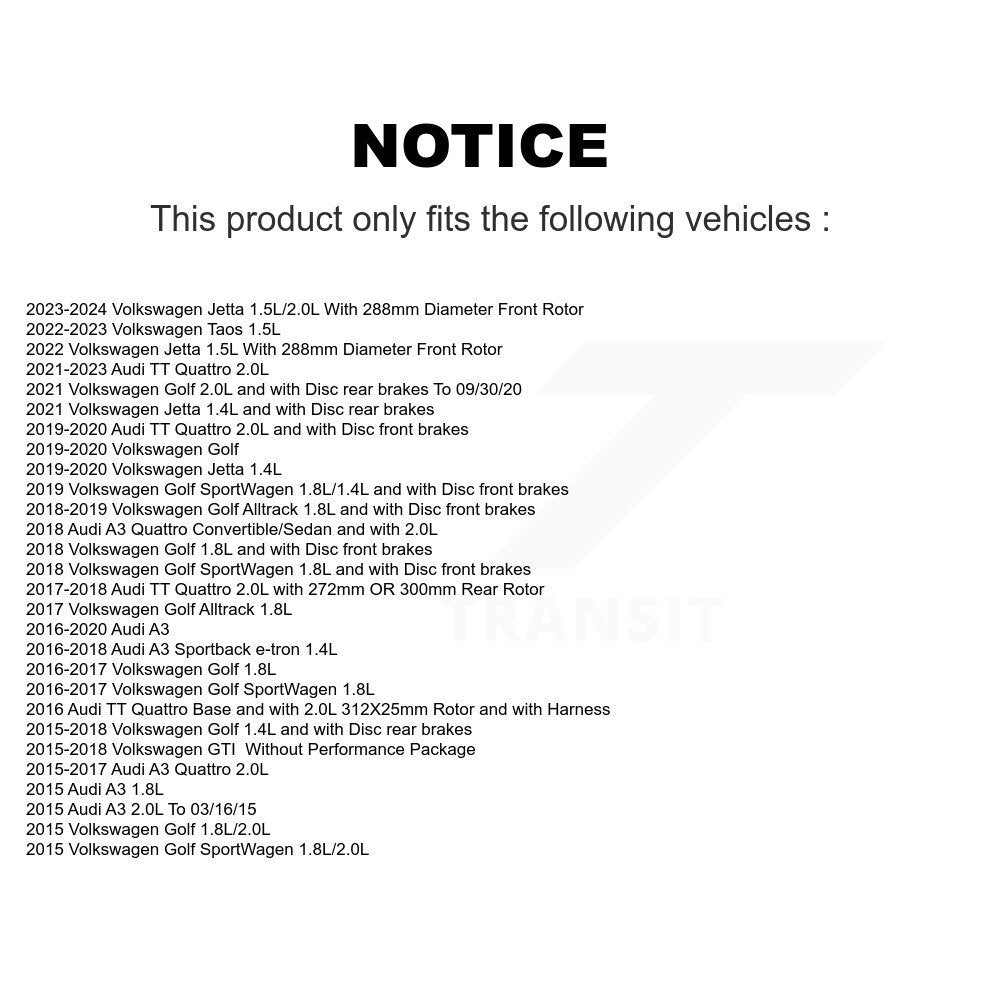 Front Semi-Metallic Brake Pads Extra Wear Sensor Kit For Volkswagen Jetta Golf SportWagen KPW-100656