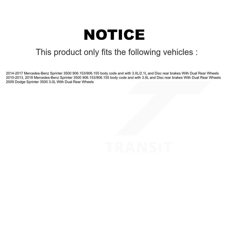 Rear Semi-Metallic Brake Pads Extra Wear Sensor Kit For Sprinter 3500 Mercedes-Benz Dodge KPW-101148