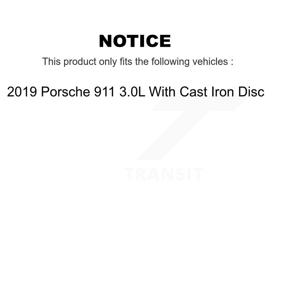 Rear Semi-Metallic Brake Pads Wear Sensor Kit For 19 Porsche 911 3.0L With Cast Iron Disc KPW-101182