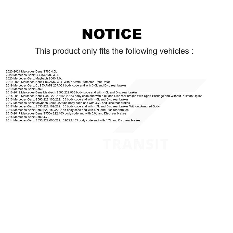 Front Semi-Metallic Brake Pad & Wear Sensor Kit For Mercedes-Benz S550 S560 E53 AMG CLS53 KPW-101388