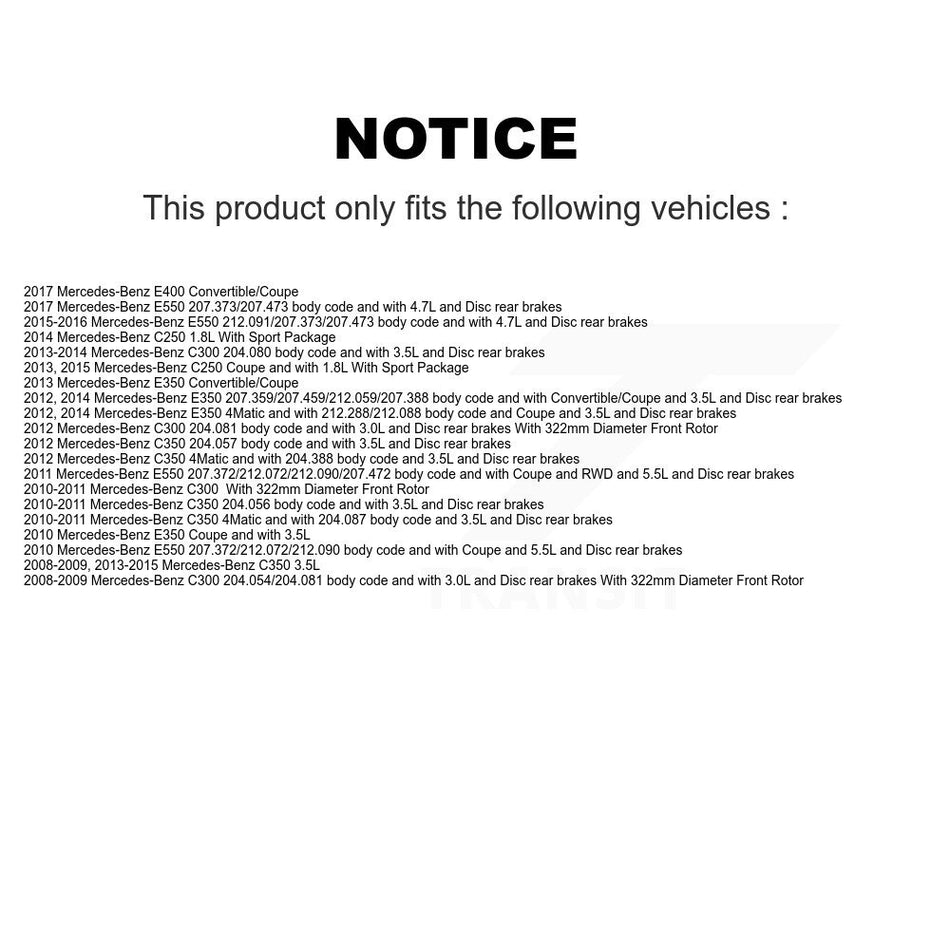 Front Rear Semi-Metallic Brake Pad And Extra Wear Sensor Kit (7Pc) For Mercedes-Benz C300 KPW-101554