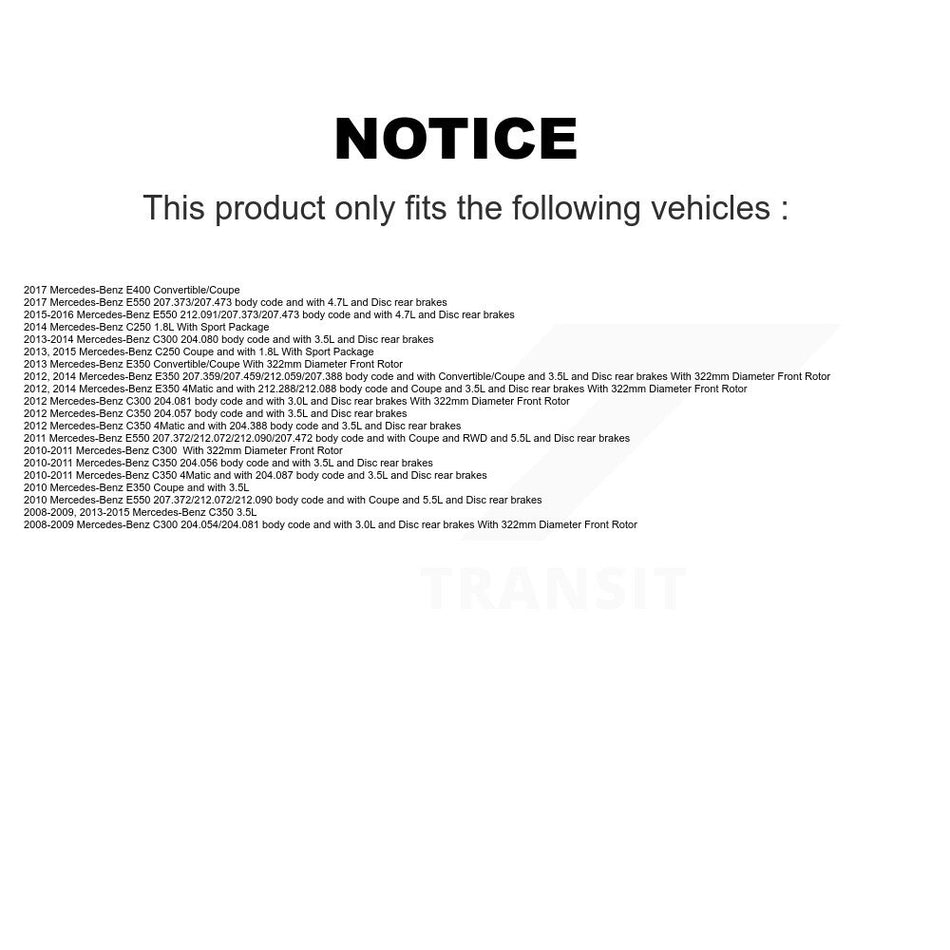 Front Rear Semi-Metallic Brake Pad And Extra Wear Sensor Kit (7Pc) For Mercedes-Benz C300 KPW-101554