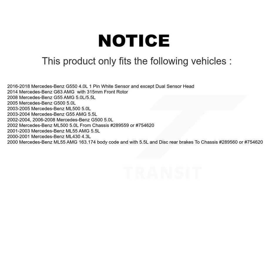 Front Brake Pads Wear Sensor (2 Pack) For Mercedes-Benz ML500 ML430 G500 G550 G63 AMG G55 KSE-100098