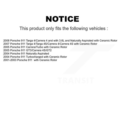 Front Rear Brake Pads Wear Sensor (4 Pack) For Porsche 911 KSE-100114