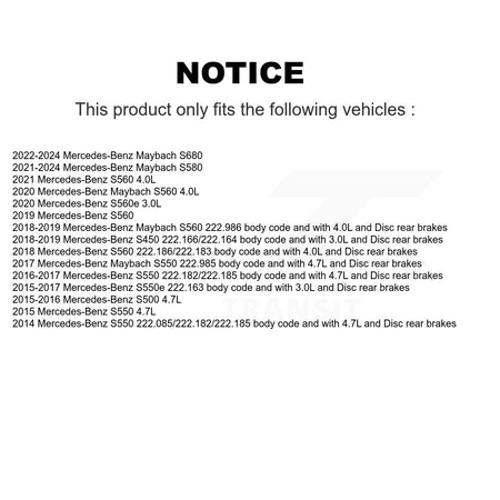 Front Rear Brake Pads Wear Sensor (4 Pack) For Mercedes-Benz S550 S560 Maybach S580 S450 KSE-100202