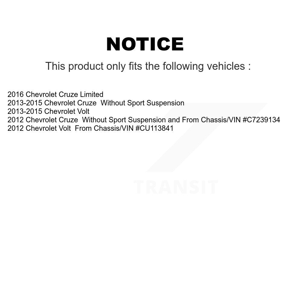 Front suspension Strut Rear Shock & Hardware Kit (8Pc) For Chevrolet Cruze Limited Volt KSH-100553