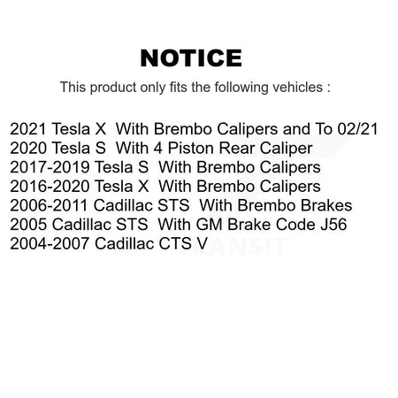 Front Rear Semi-Metallic Brake Pads Kit For Tesla X Cadillac CTS S STS KSM-100002