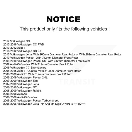 Front Rear Semi-Metallic Brake Pad Kit For Volkswagen Jetta Rabbit Audi Passat CC GTI Eos KSM-100056