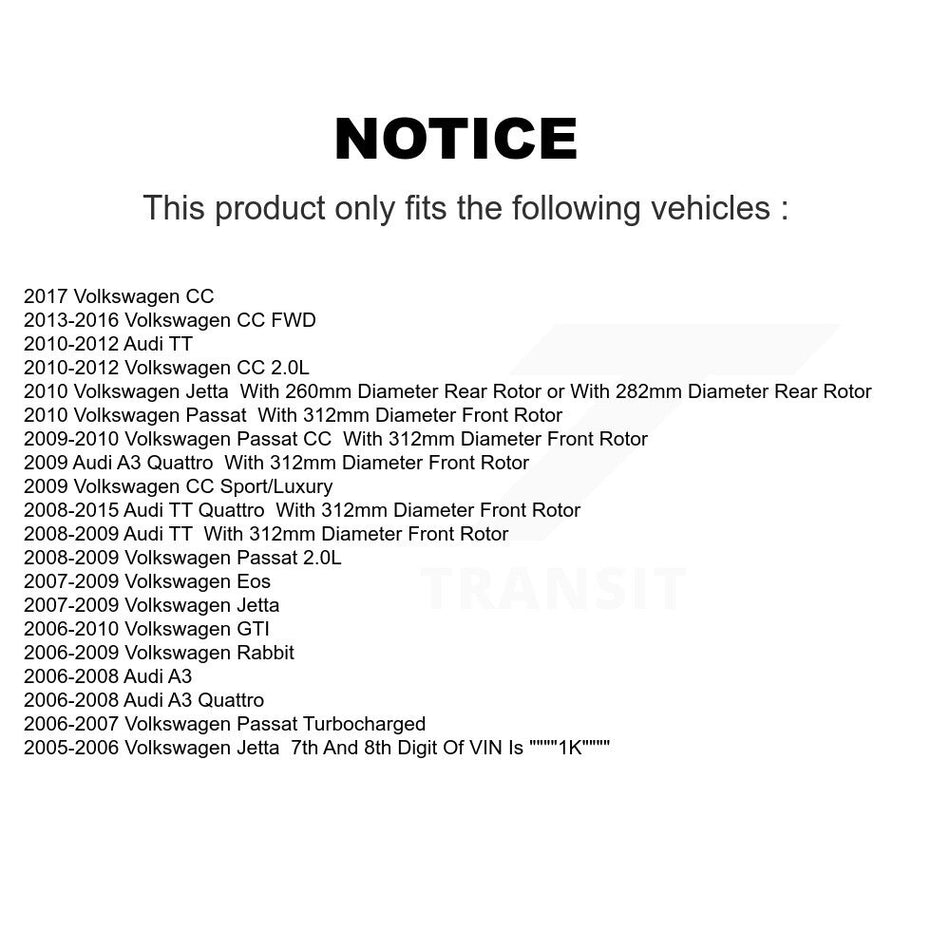 Front Rear Semi-Metallic Brake Pad Kit For Volkswagen Jetta Rabbit Audi Passat CC GTI Eos KSM-100056