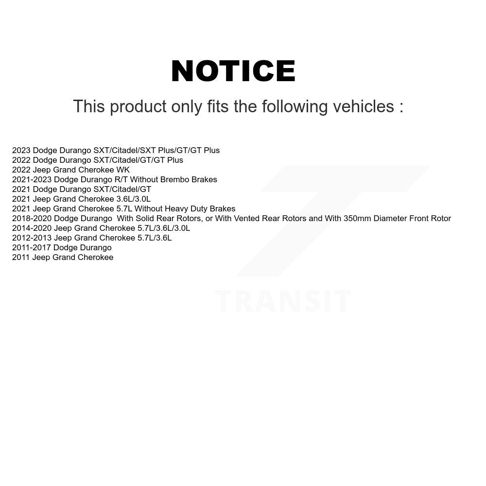 Front Rear Semi-Metallic Brake Pads Kit For Dodge Durango Jeep Grand Cherokee WK KSM-100173