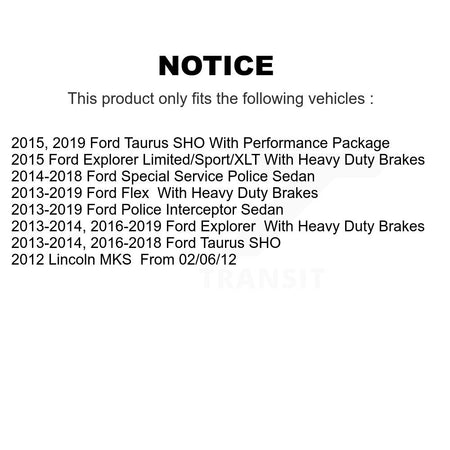 Front Rear Semi-Metallic Brake Pads Kit For Ford Explorer Flex Taurus Police Interceptor KSM-100198