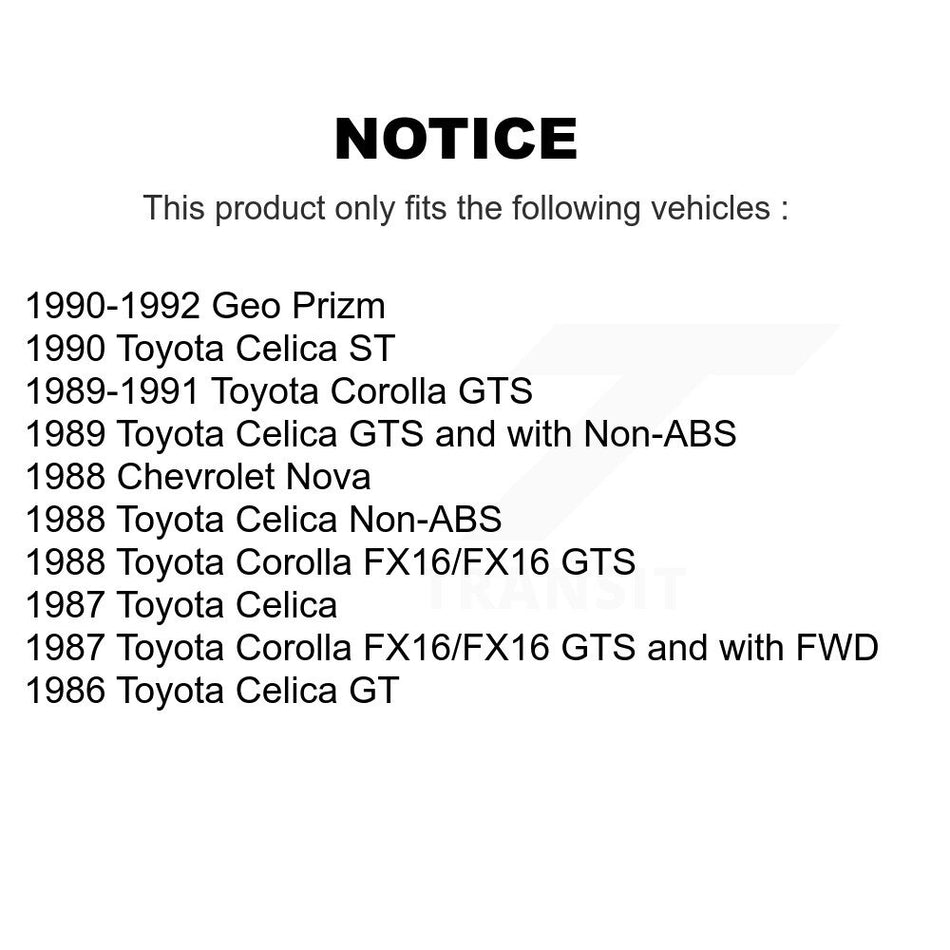 Front Rear Semi-Metallic Brake Pad Kit For Toyota Corolla Celica Geo Prizm Chevrolet Nova KSM-100227