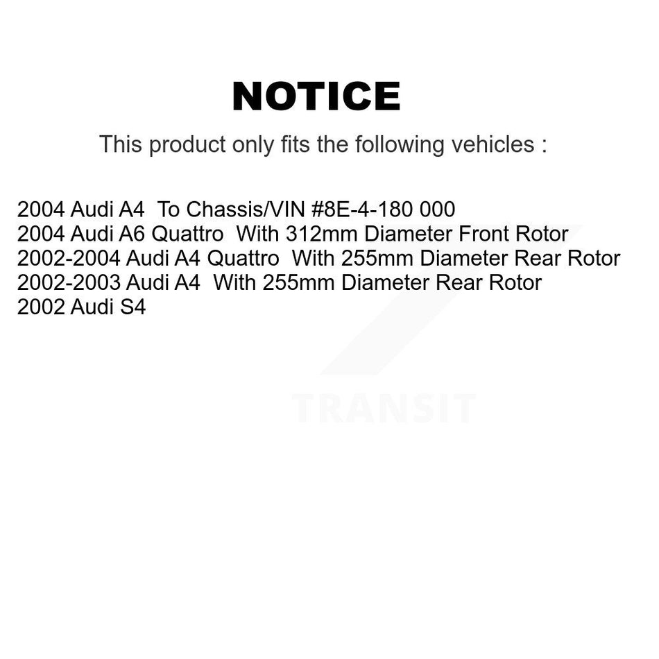 Front Rear Semi-Metallic Brake Pads Kit For Audi A4 Quattro A6 S4 KSM-100364
