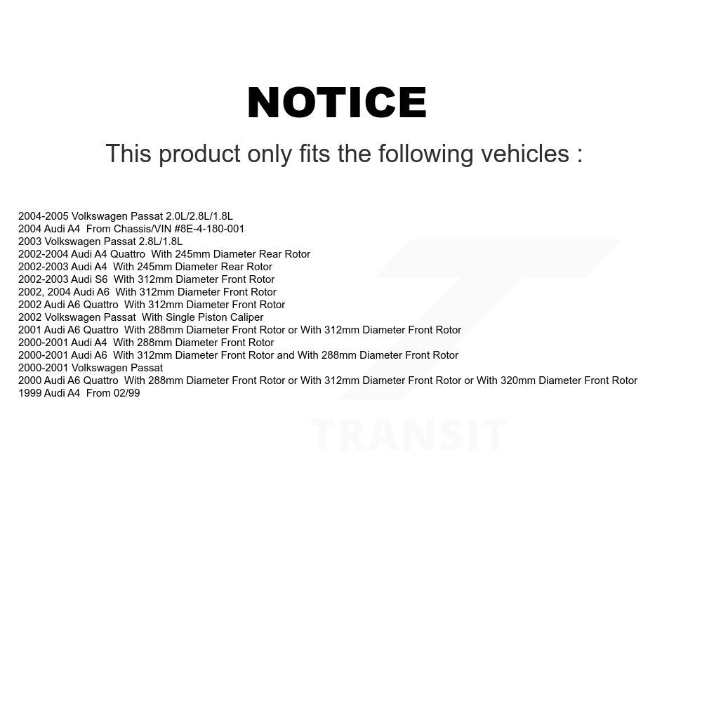 Front Rear Semi-Metallic Brake Pads Kit For Volkswagen Passat Audi A4 Quattro A6 S6 KSM-100365