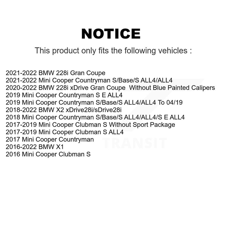 Front Rear Semi-Metallic Brake Pads Kit For BMW X1 Mini Cooper Countryman X2 Clubman 228i KSM-100598