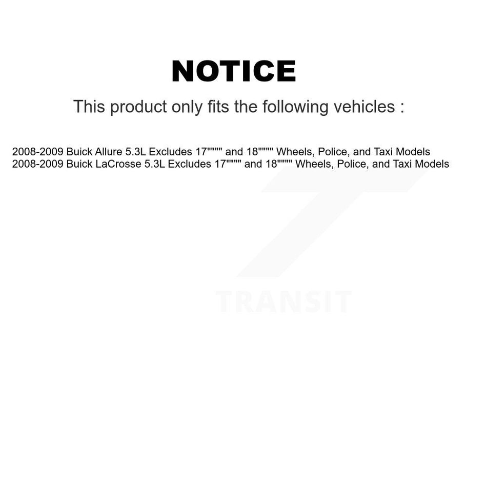 Front Complete Shock Assembly And TOR Link Kit For 2008-2009 Buick LaCrosse Allure Excludes 17" 18" Wheels Police Taxi Models 5.3L KSS-100472