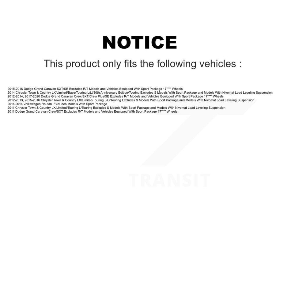 Front Control Arms And Complete Shock Tie Rods Link Sway Bar Kit (10Pc) For Dodge Grand Caravan Chrysler Town & Country Ram C/V EXCLUDES MODELS WITH NIVOMAT REAR SUSPENSION KSS-103953