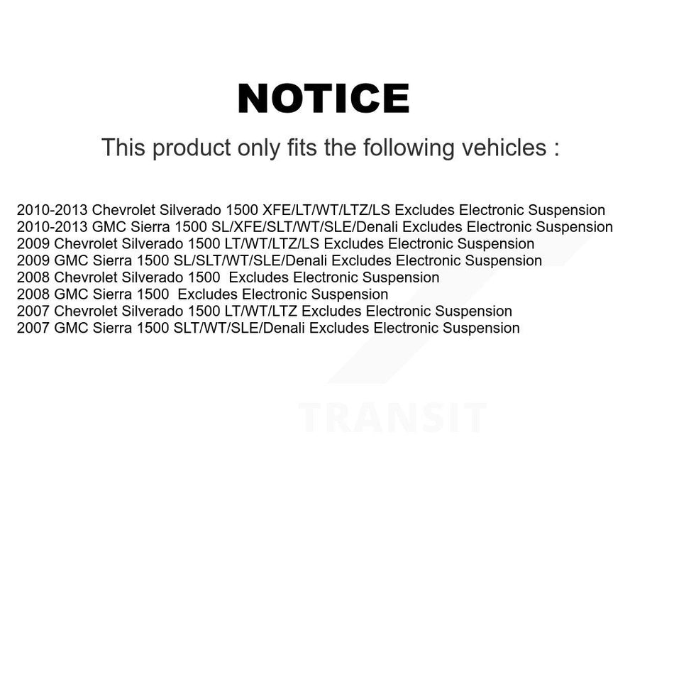 Front Control Arms Assembly And Complete Shock Tie Rods Link Sway Bar Suspension Kit (10Pc) For Chevrolet Silverado 1500 GMC Sierra excludes electronic suspension KSS-103968
