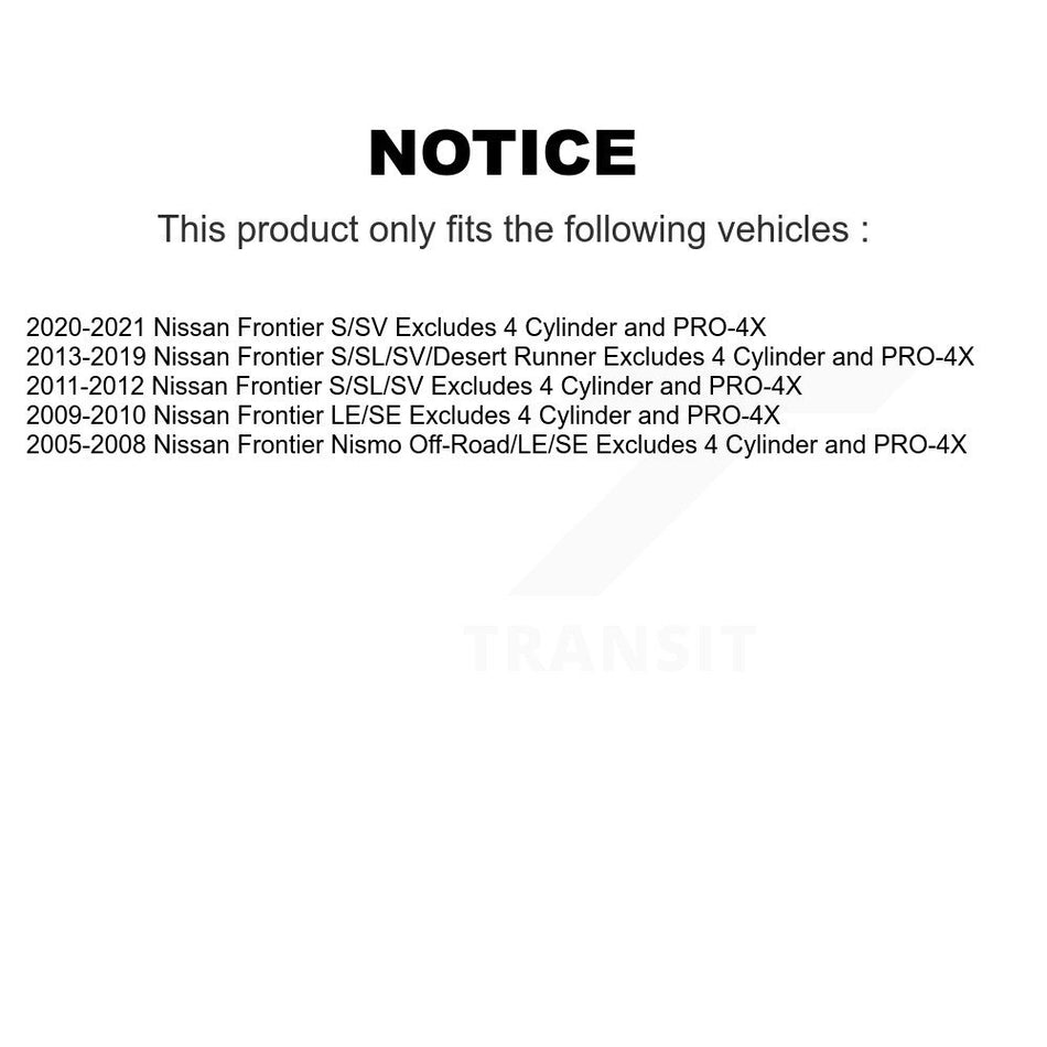 Front Complete Shock Assembly TOR Link Kit For Nissan Frontier Excludes 4 Cylinder PRO-4X KSS-104043