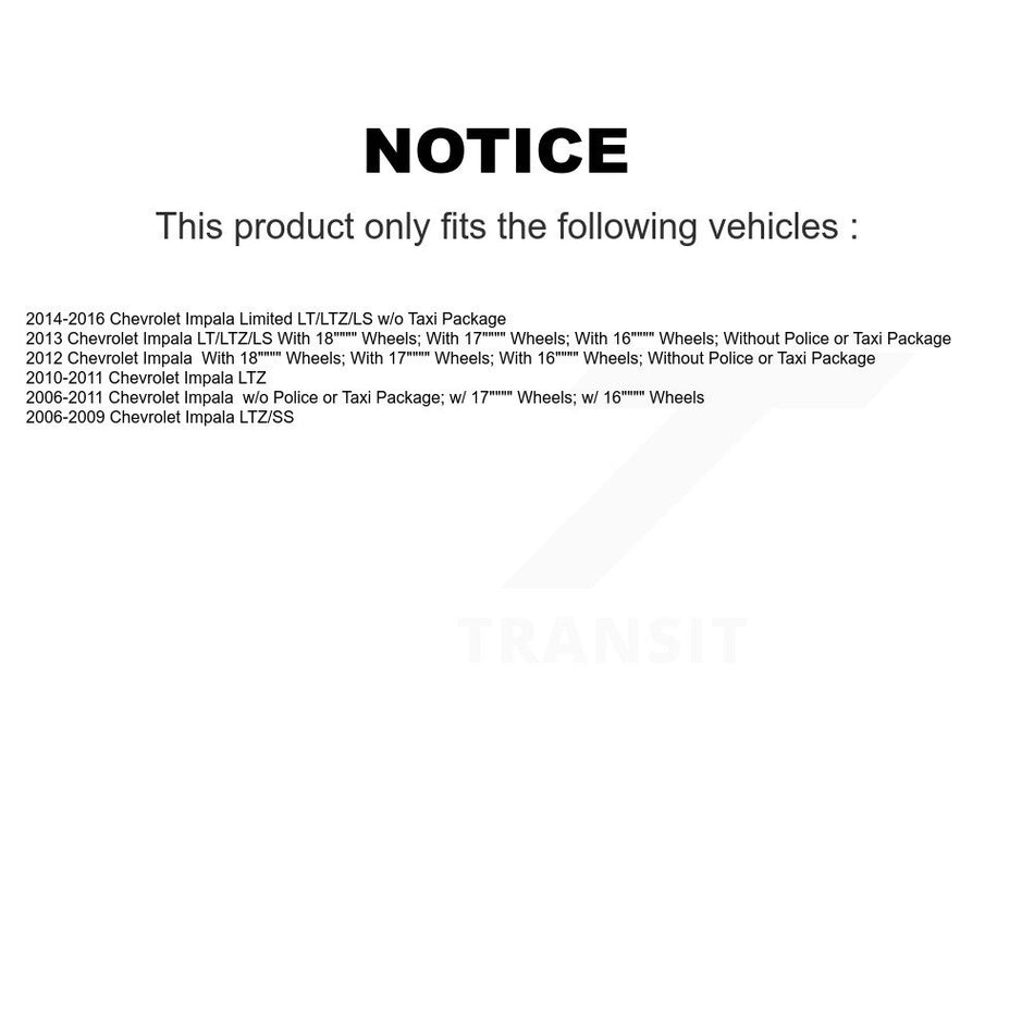 Front Complete Shock Assembly And TOR Link Kit For Chevrolet Impala Limited KSS-104048
