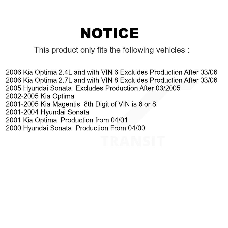 Front Complete Shock Assembly And TQ Link Kit For Hyundai Sonata Kia Optima Magentis KSS-104337
