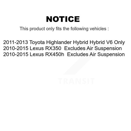 Front Right Complete Shock Assembly TQ Link Kit For Lexus RX350 Toyota Highlander RX450h KSS-104856