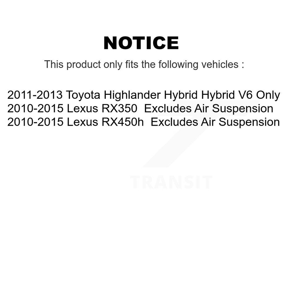 Front Right Complete Shock Assembly TQ Link Kit For Lexus RX350 Toyota Highlander RX450h KSS-104856