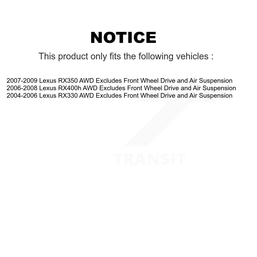 Front Right Complete Shock Assembly And TOR Link Kit For Lexus RX350 RX330 RX400h AWD KSS-105041