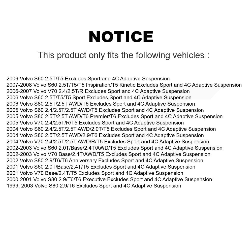 Front Right Complete Shock Assembly And TOR Link Kit For Volvo S60 V70 S80 KSS-105093