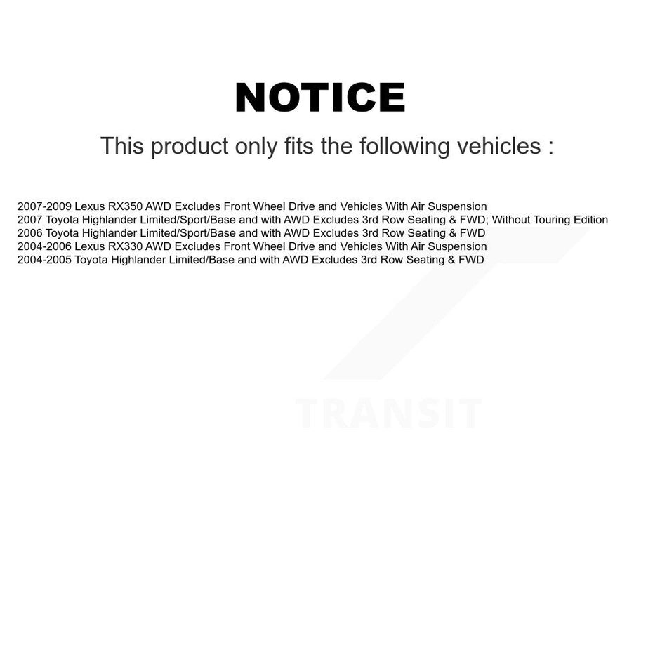 Rear Left Complete Shock Assembly & TOR Link Kit For Lexus RX350 Toyota Highlander RX330 KSS-105459