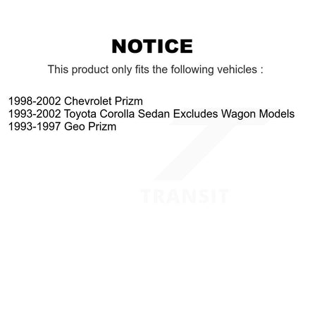 Rear Right Complete Shock Assembly And TQ Link Kit For Toyota Corolla Prizm Chevrolet Geo KSS-105478