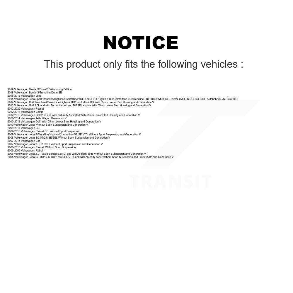 Front Strut And TOR Link Kit For Volkswagen Jetta Passat Golf Beetle Rabbit Eos CC KSS-106417