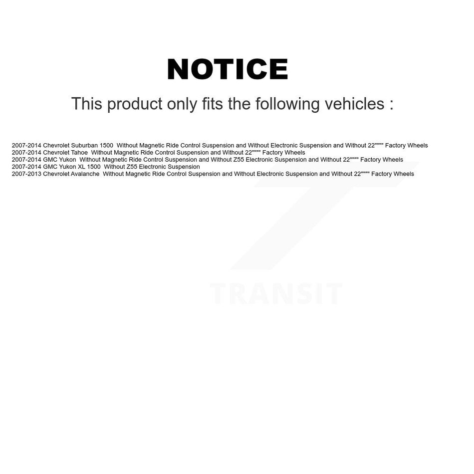 Front Strut And TOR Link Kit For Chevrolet Avalanche GMC Tahoe Yukon Suburban 1500 XL KSS-106499