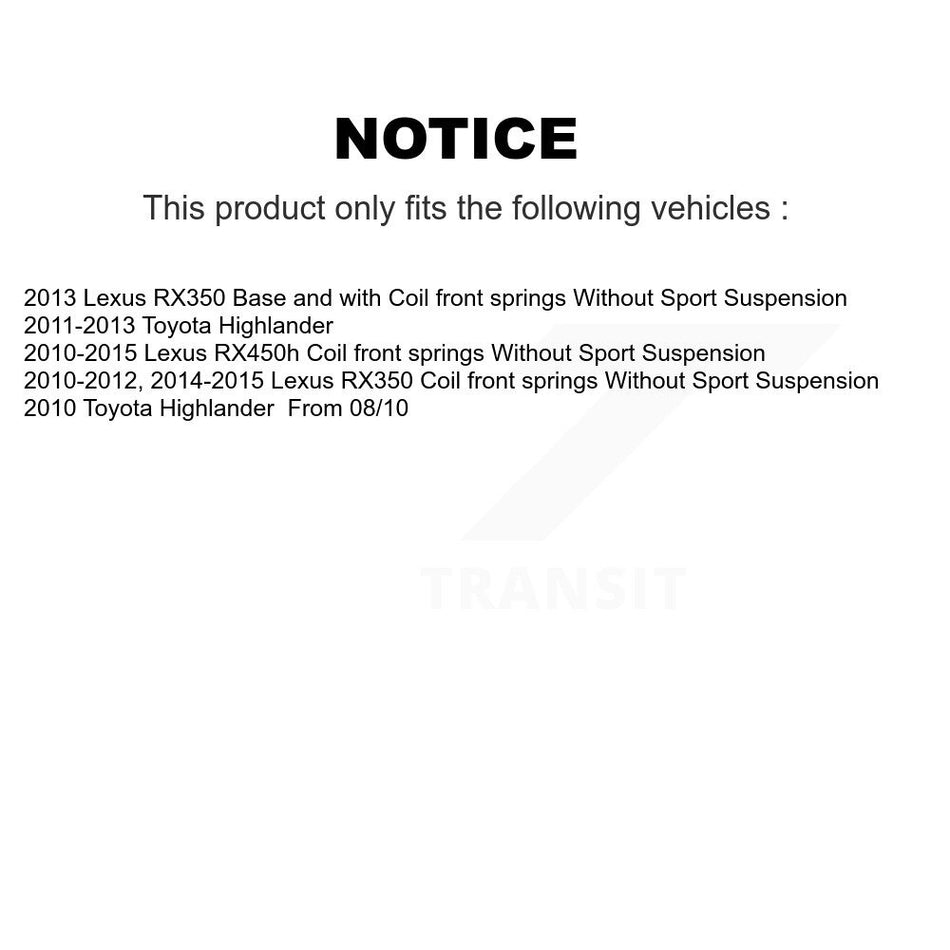 Front Strut And TOR Link Kit Mount For Lexus RX350 Toyota Highlander RX450h KSS-106891