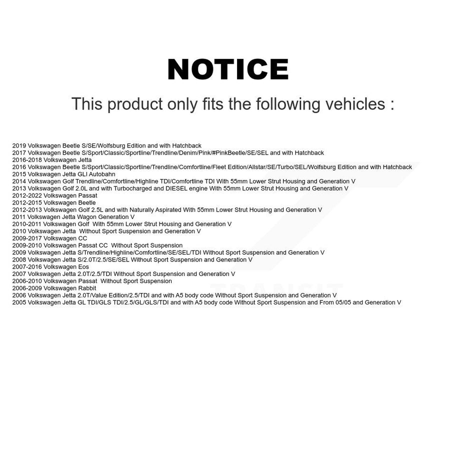 Front Strut & TOR Link Kit Mount For Volkswagen Jetta Passat Golf Beetle Rabbit KSS-107233