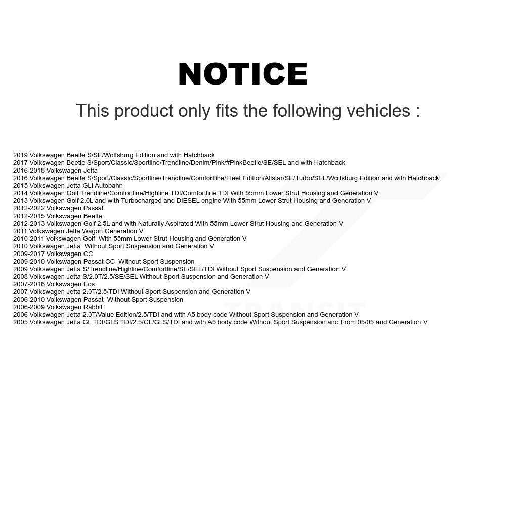 Front Strut TQ Link Kit Mount For Volkswagen Jetta Passat Golf Beetle Rabbit CC KSS-107265