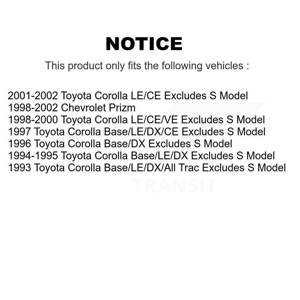 Front Rear Complete Strut & TQ Bar Link Kit (8Pc) For Toyota Corolla Chevrolet KSS-107717