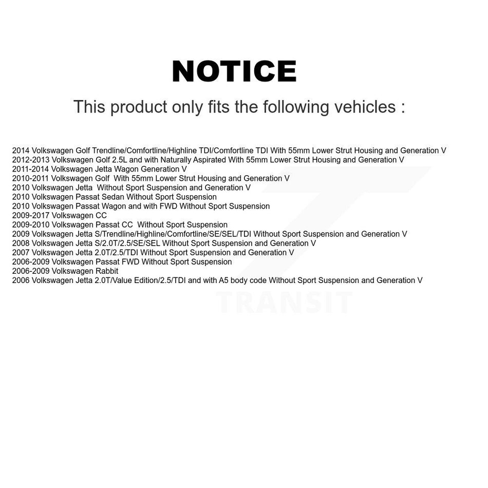 Front Rear Strut Shock & TOR Bar Link Kit For Volkswagen Jetta Golf Rabbit Passat CC KSS-108180