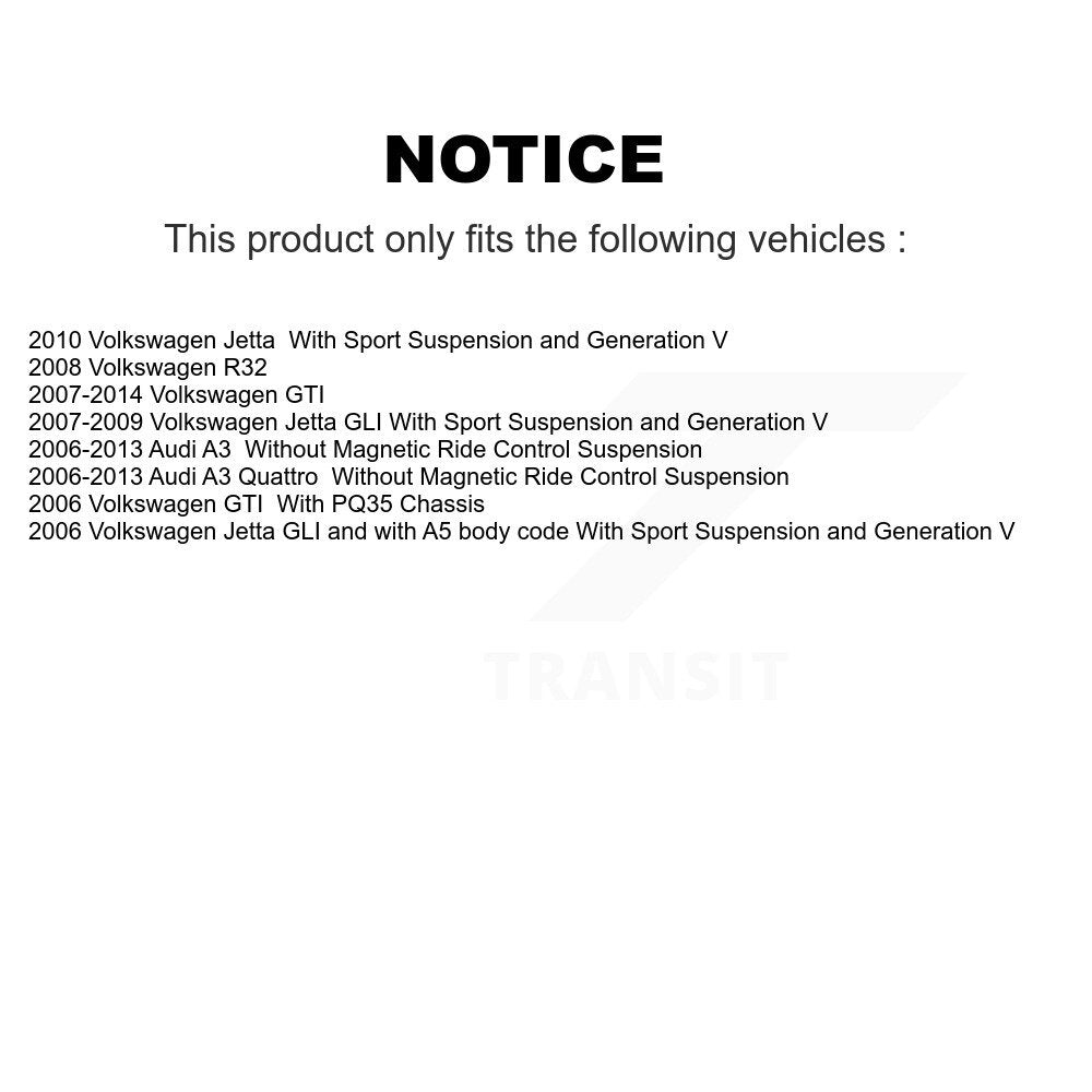 Front Rear Strut Shock & TOR Bar Link Kit For Volkswagen Jetta GTI Audi A3 Quattro KSS-108181