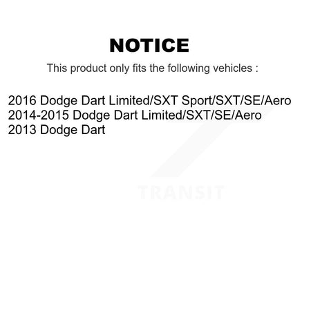 Front Right Strut And TOR Link Kit Mount For Dodge Dart KSS-108327