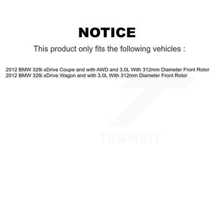 Front Rear Semi-Metallic Disc Brake Pads And Wear Sensors Kit (7Pc) For BMW 328i xDrive KSW-100278