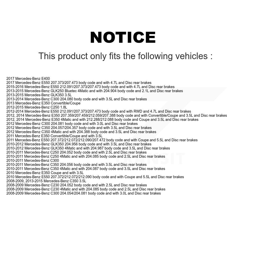 Rear Semi-Metallic Brake Pads & Wear Sensor Kit For Mercedes-Benz C300 GLK350 GLK250 E350 KSW-100636