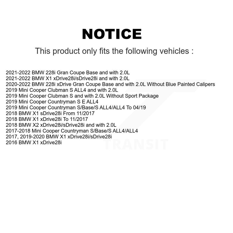 Front Rear Semi-Metallic Brake Pad & Wear Sensor Kit For BMW X1 Mini Cooper Countryman X2 KSW-100740