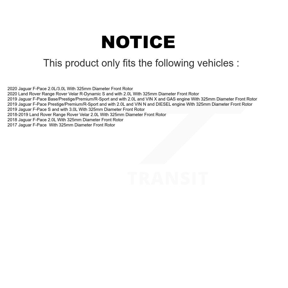 Front Semi-Metallic Brake Pads & Wear Sensor Kit For Jaguar F-Pace Land Rover Range Velar KSW-100792