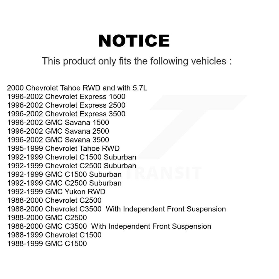 Front Tie Rod End & Boot Kit For C1500 Chevrolet GMC C2500 C3500 Express 3500 Tahoe Yukon KTB-100002