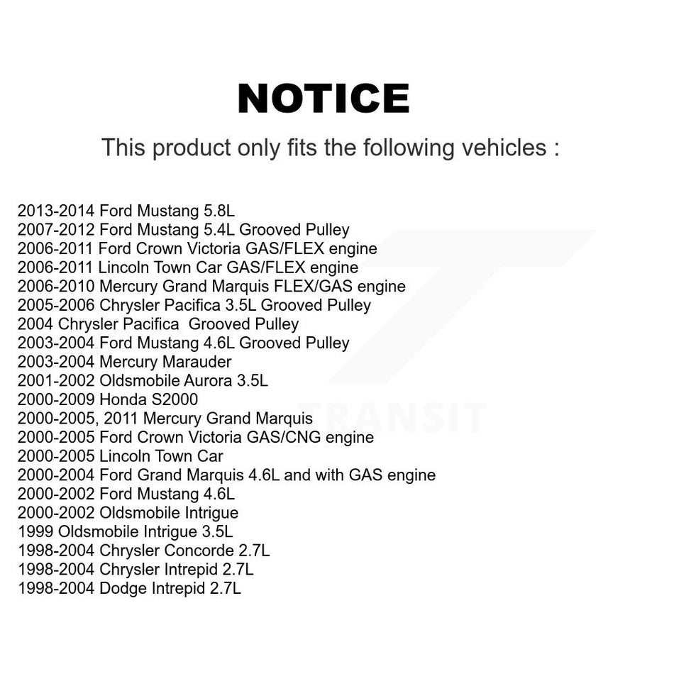 Accessory Drive Belt Pulley KTP-89051 For Ford Mustang Crown Victoria Lincoln Town Car Mercury Grand