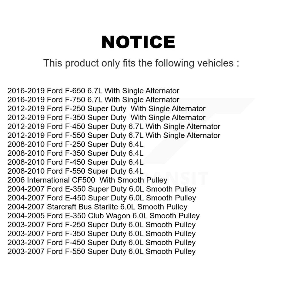Accessory Drive Belt Idler Pulley KTP-89157 For Ford F-350 Super Duty F-250 E-350 F-450 Club Wagon